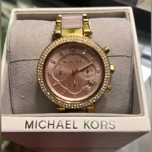 Michael Kors Parker Rose Gold Stainless Steel Glitz Chronograph Watch